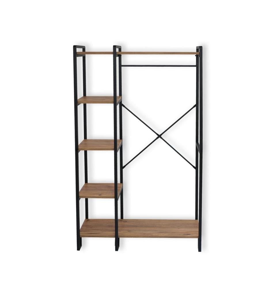 Hall Stand, Atlantic Pine, Black, 100% Melamine Coated Particle Board, Frame: 100% Metal