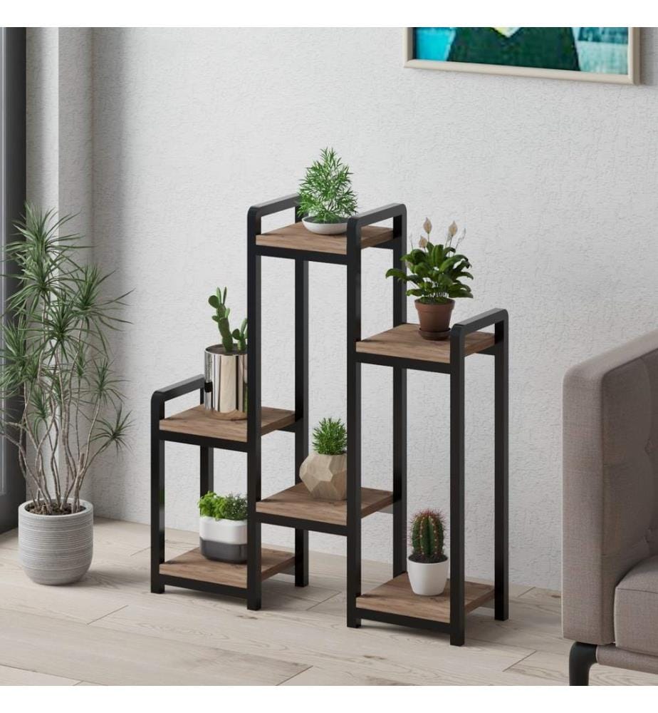 Decorative Jardiniere, Atlantic Pine, Black, 100% Melamine Coated Particle Board, Frame: 100% Metal