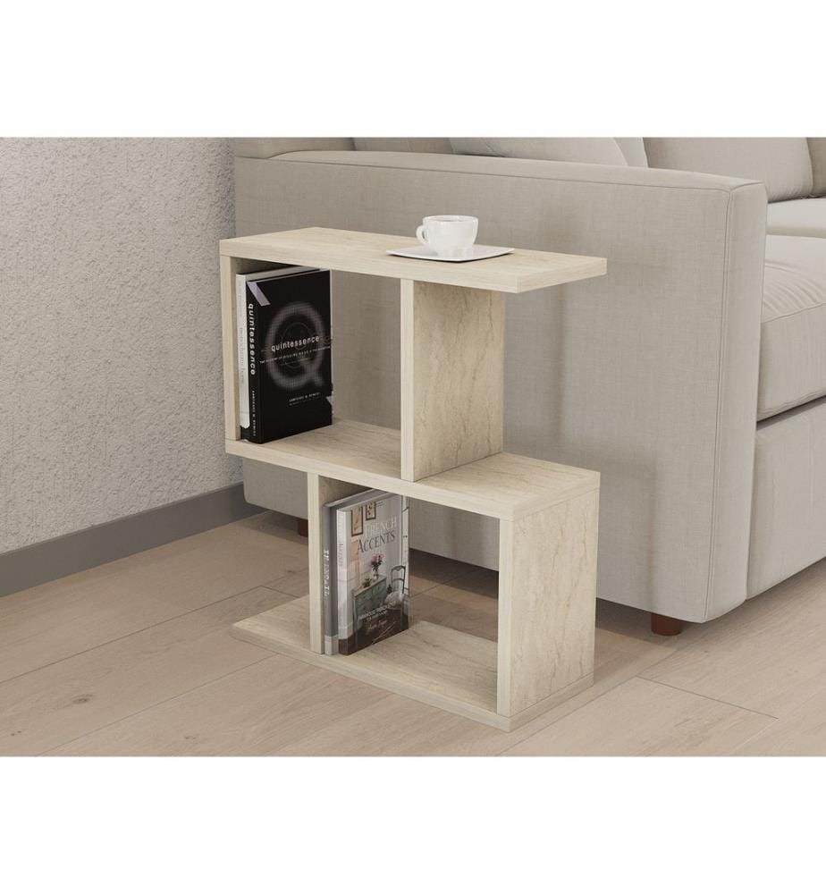 Table d'appoint, travertin, panneau de particules 100 % mélaminé