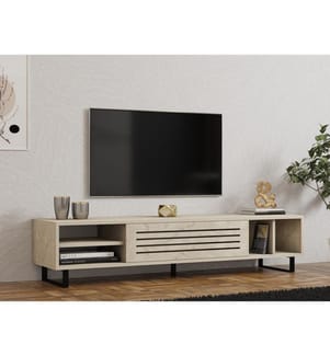 Porta TV, travertino, pannello truciolare rivestito al 100% in melamina