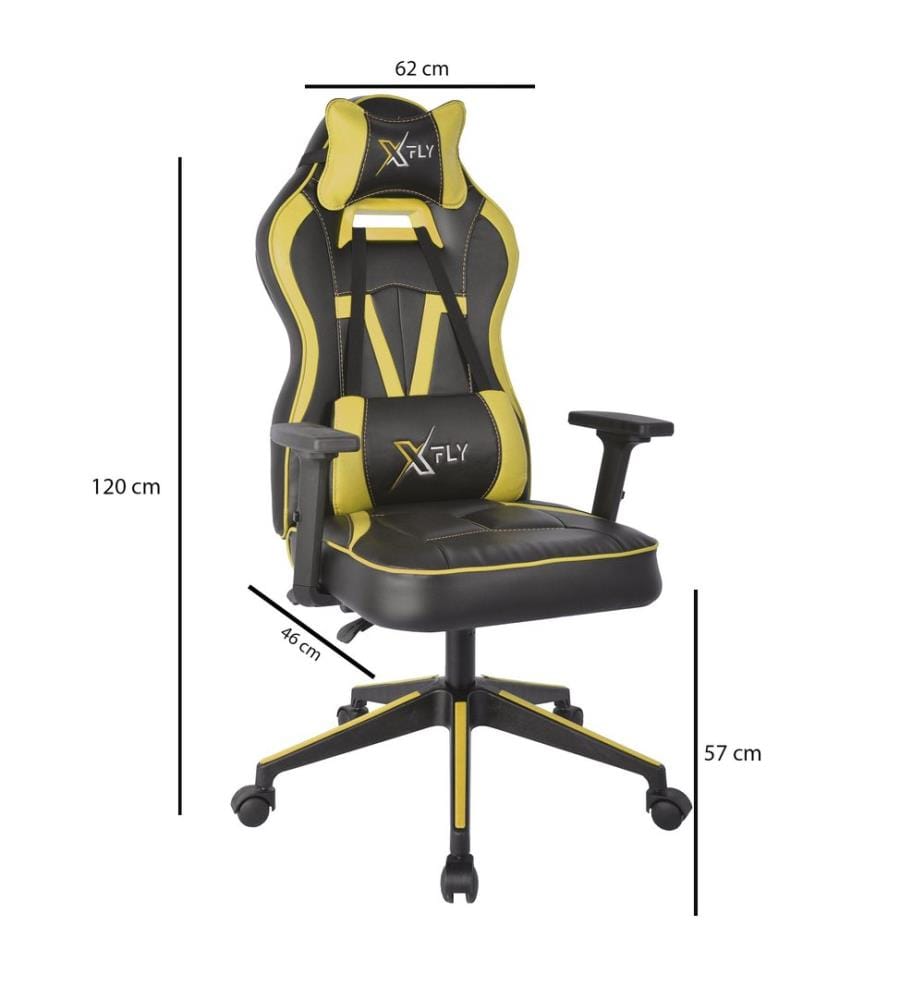 Jaune, Noir, Chaise De Bureau, 120X62X46 cm, Polyuréthane