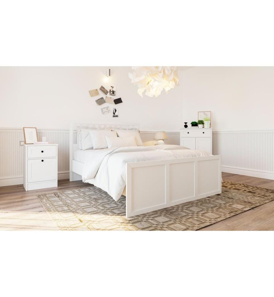 Lit double, blanc mat, 100% MELAMINE COATED E1 QUALITY CHIPBOARD