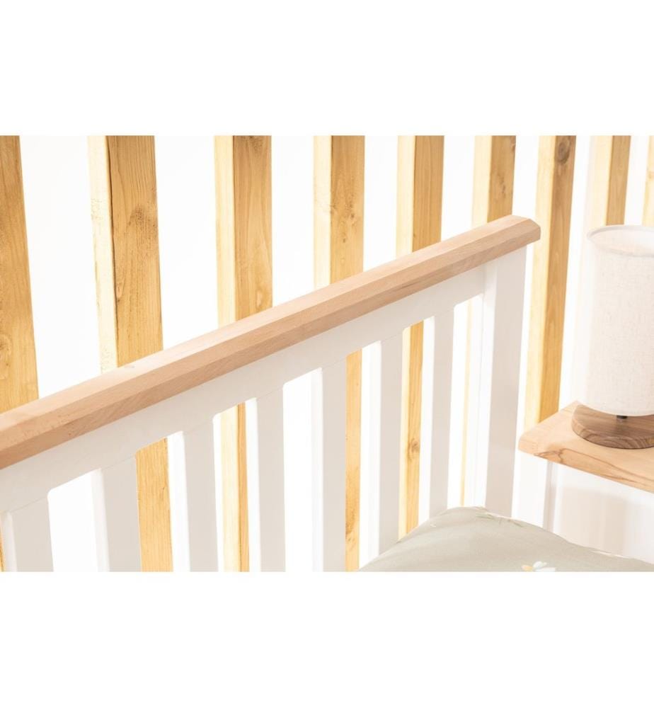 Letto matrimoniale, bianco, rovere, MDF verniciato a lacca al 100%.