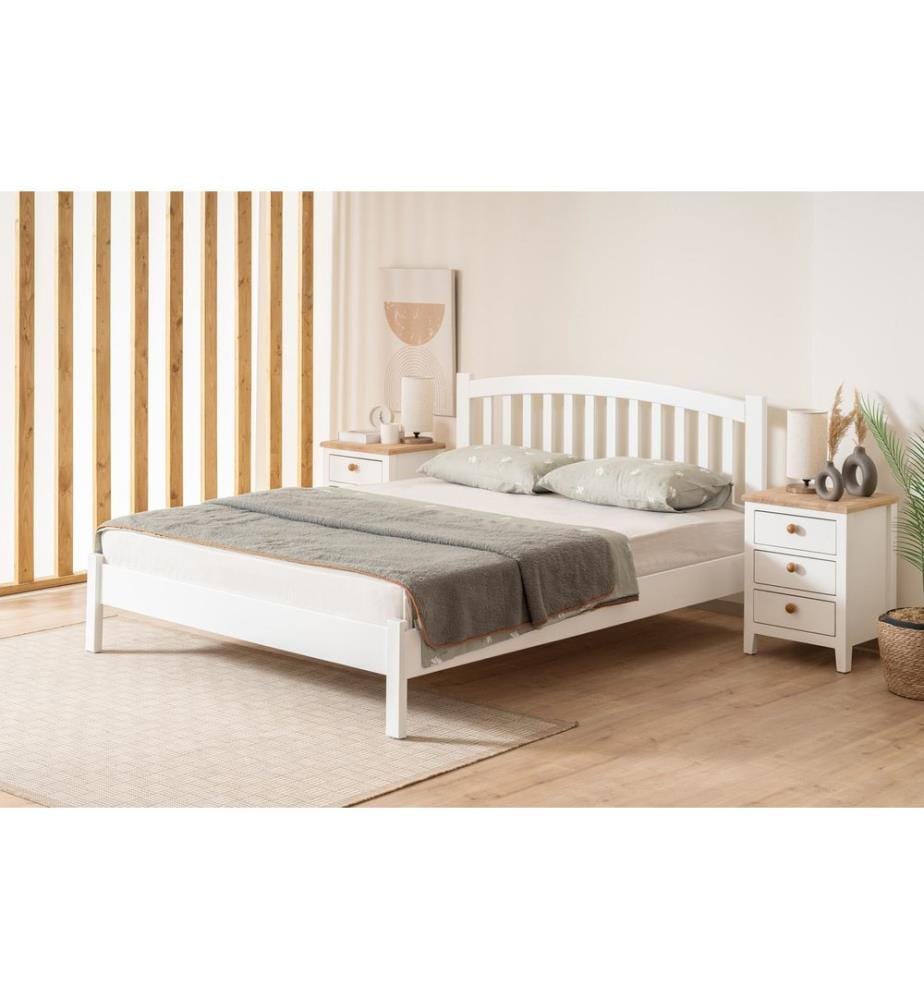 Lit double, blanc, 100% MDF peint à la laque
