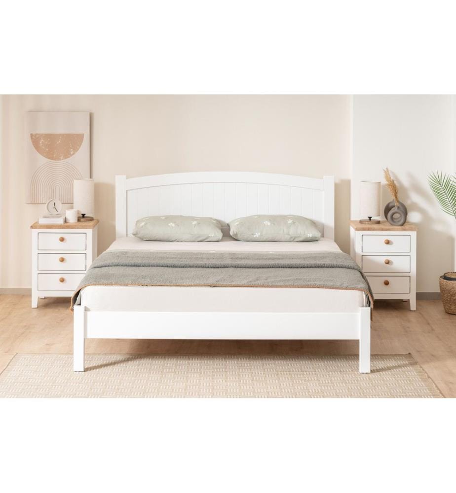 Lit double, blanc, 100% MDF peint à la laque