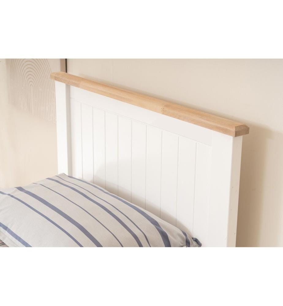 Einzelbettgestell, Weiss, Eiche, 100 % lackiertes MDF