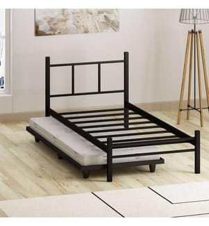Struttura letto singola, nera, 100% metallo