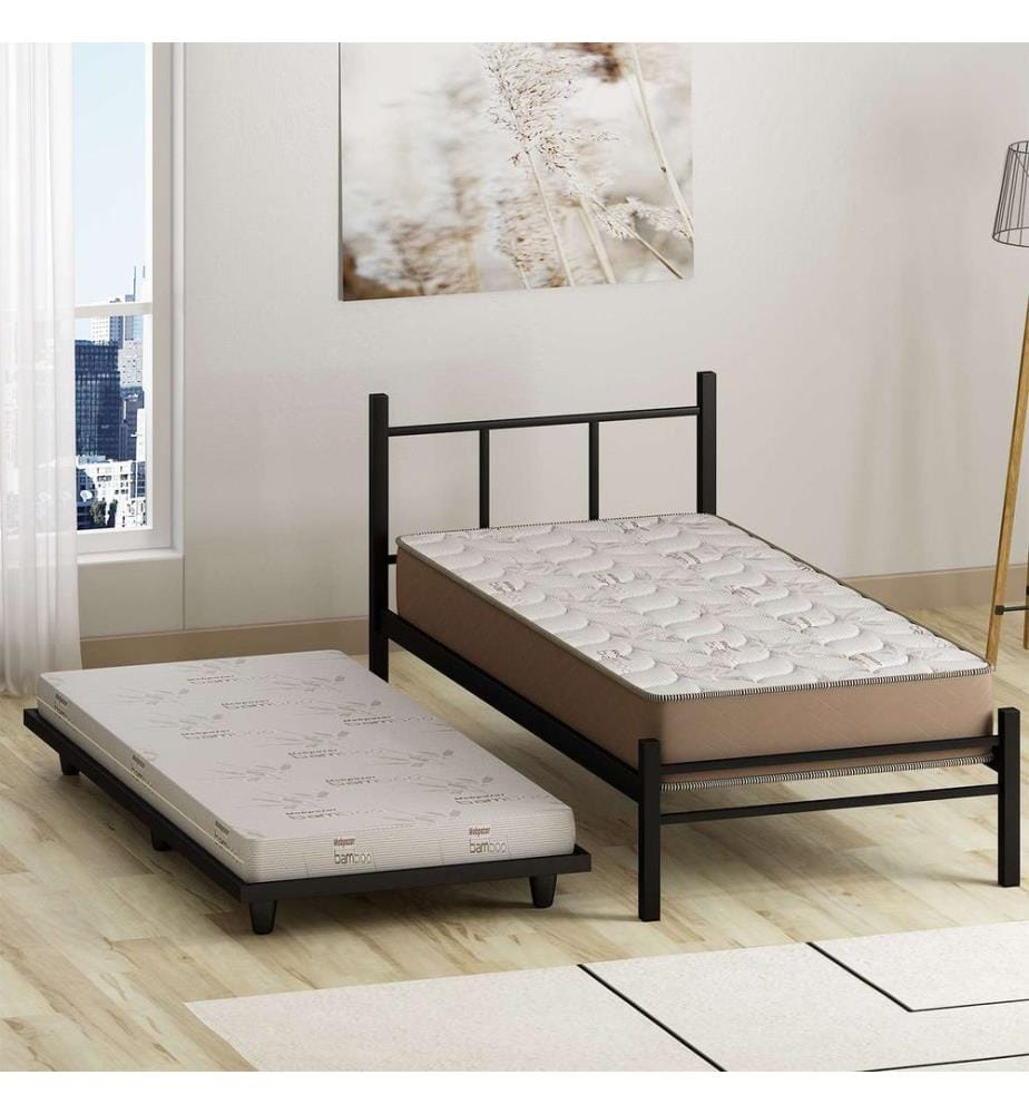 Lits simples, Noir, 100% METAL