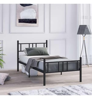 Struttura letto singola, nera, 100% metallo
