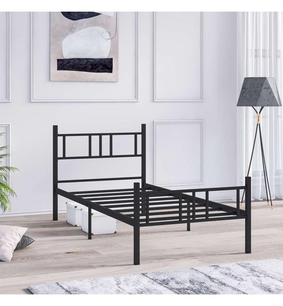 Lits simples, Noir, 100% METAL