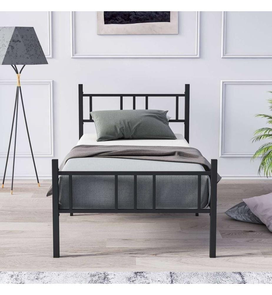 Lits simples, Noir, 100% METAL