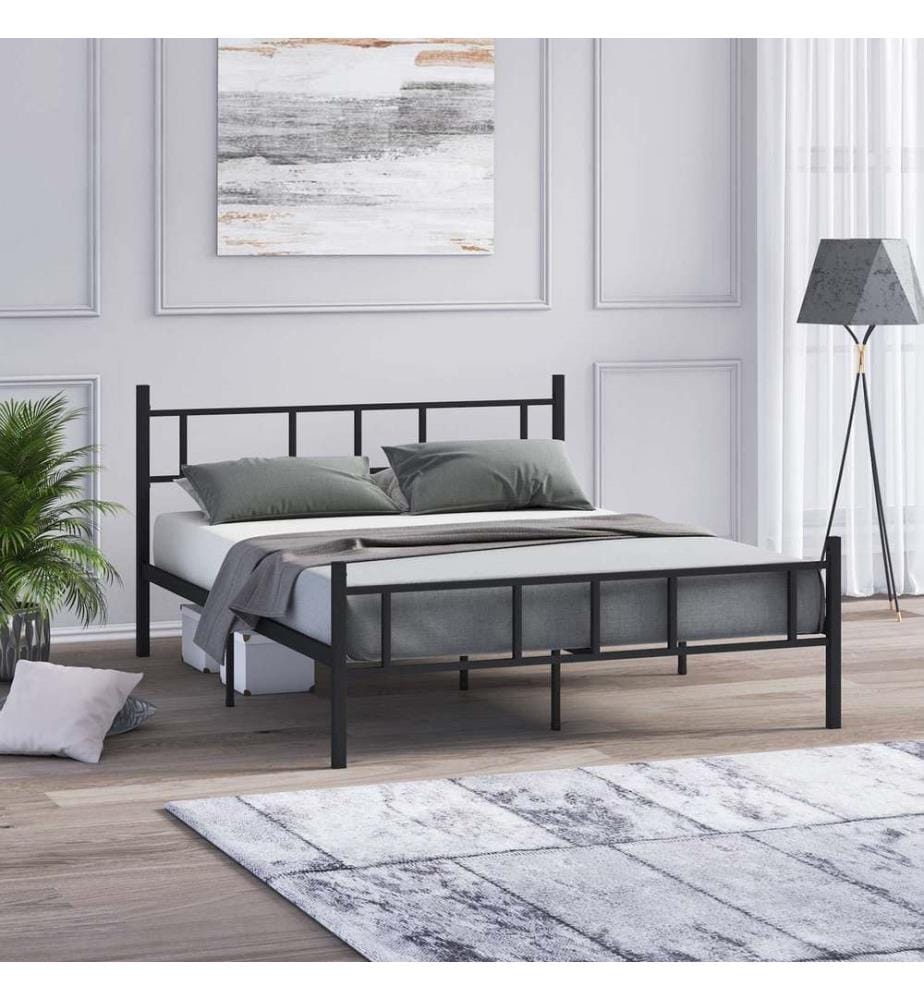 Letto matrimoniale, nero, 100% metallo