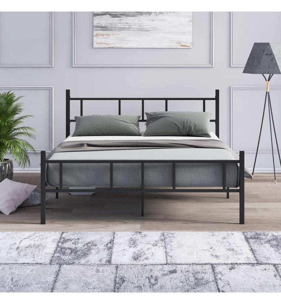 Letto matrimoniale, nero, 100% metallo
