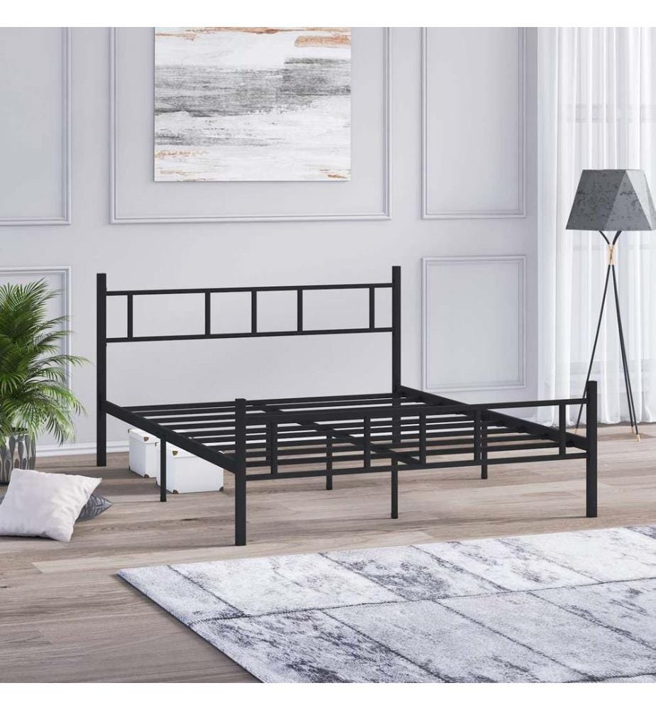 Letto matrimoniale, nero, 100% metallo