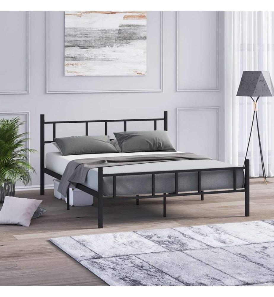 Letto matrimoniale, nero, 100% metallo