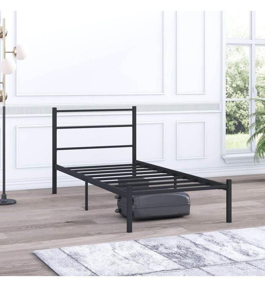 Struttura letto singola, nera, 100% metallo