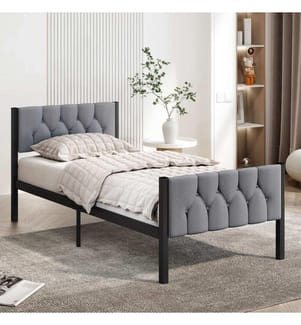 Letto singolo, grigio, 100% metallo