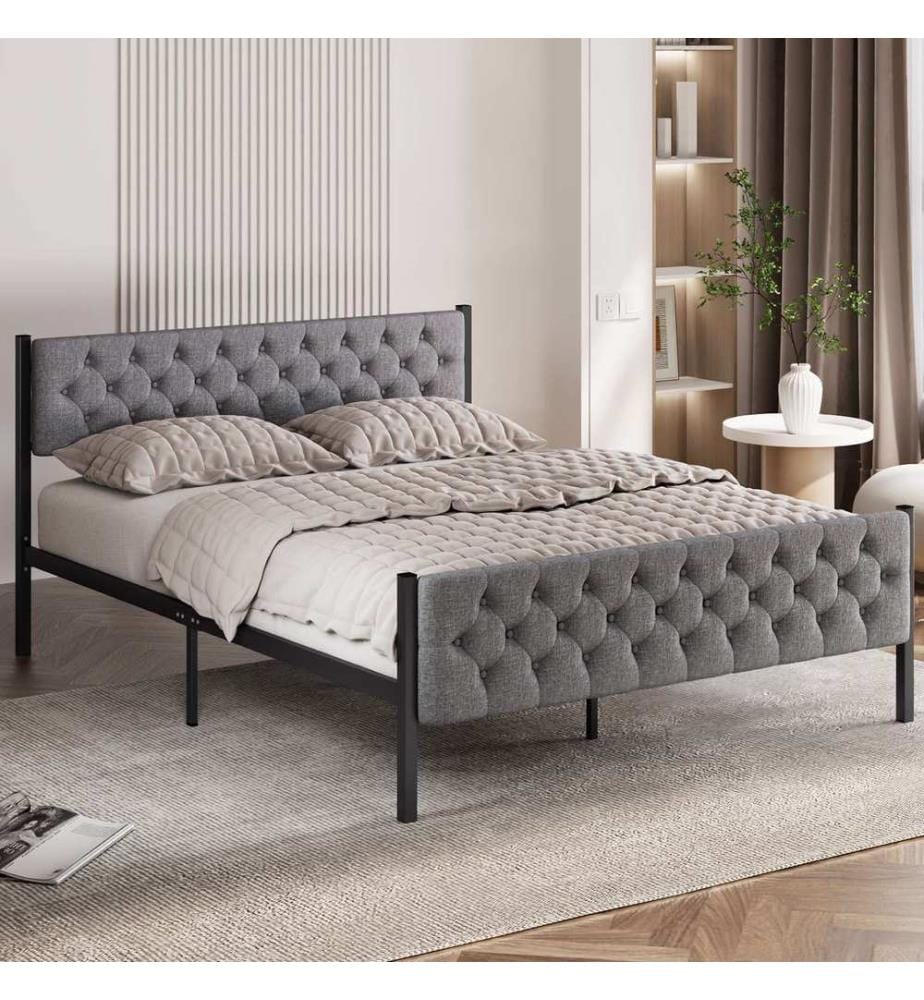 Lits doubles, Gris, 100% METAL
