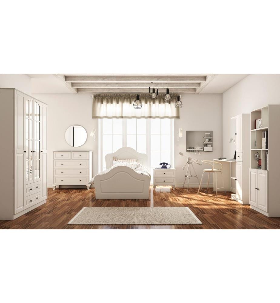 Young Room Set, Matte White, 100% MELAMINE COATED E1 QUALITY CHIPBOARD