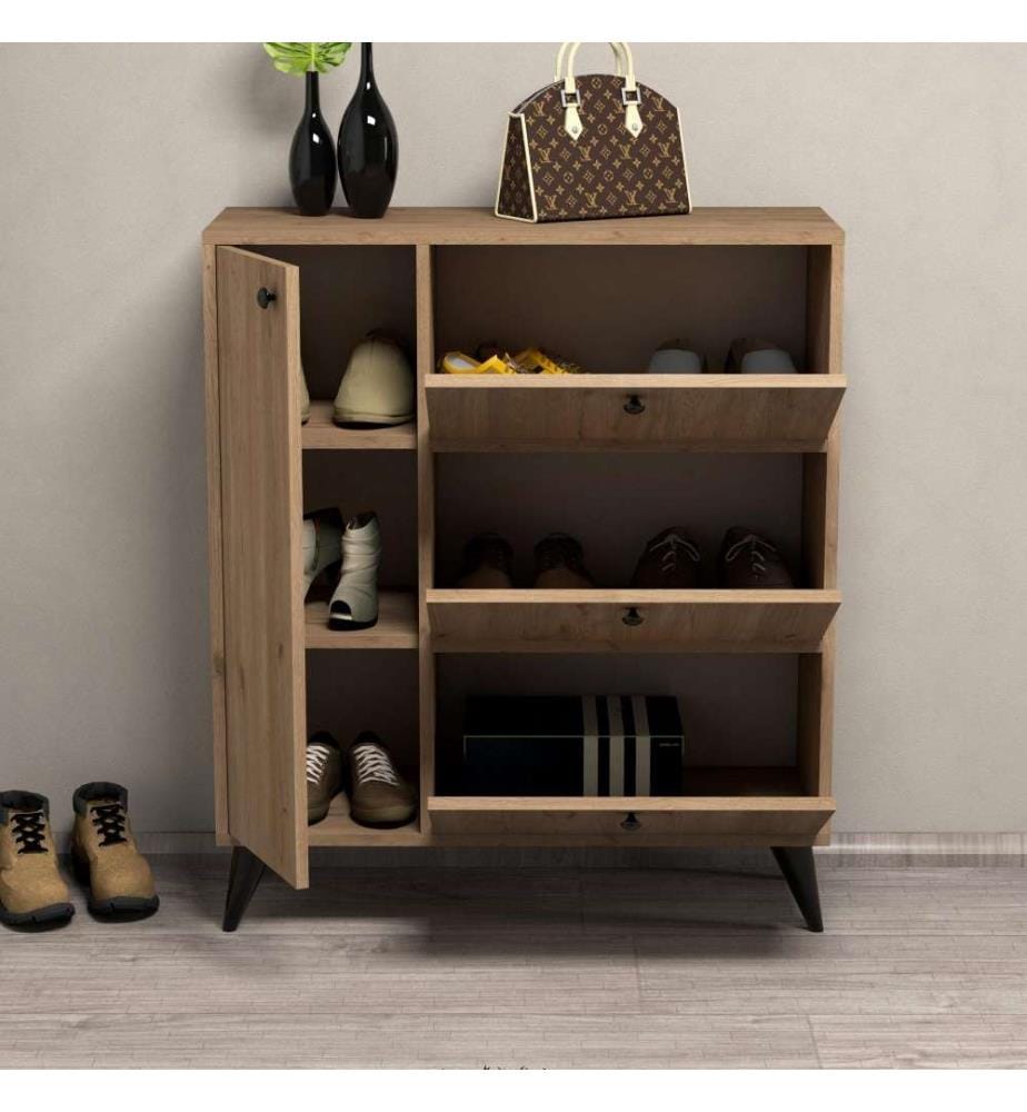 Meuble à chaussures, chêne, panneau de particules mélaminé