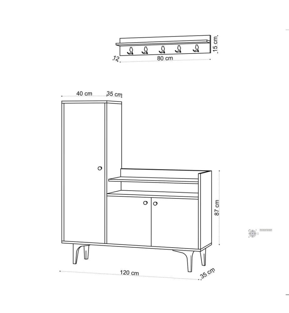 Meuble à chaussures, chêne, panneau de particules mélaminé