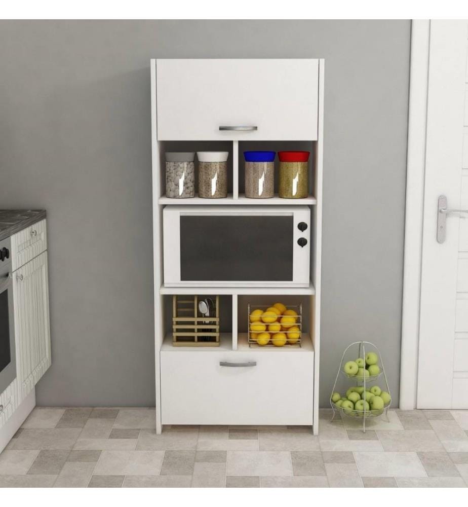 Armoire multifonctions, blanc, panneau de particules mélaminé