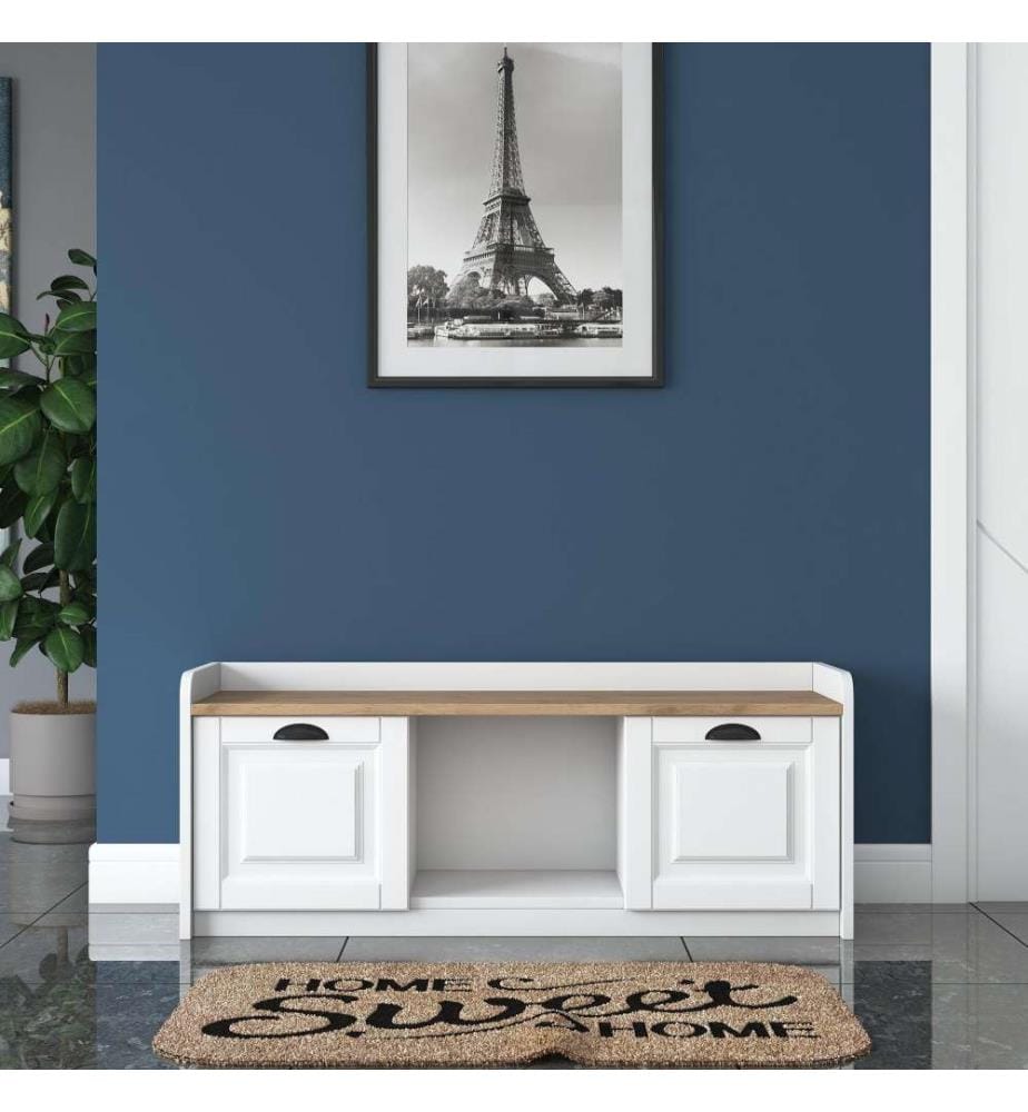 Meuble à chaussures, noyer blanc, panneau de particules mélaminé