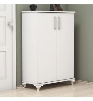 Scarpiera, bianco, pannello di particelle rivestito di melamina