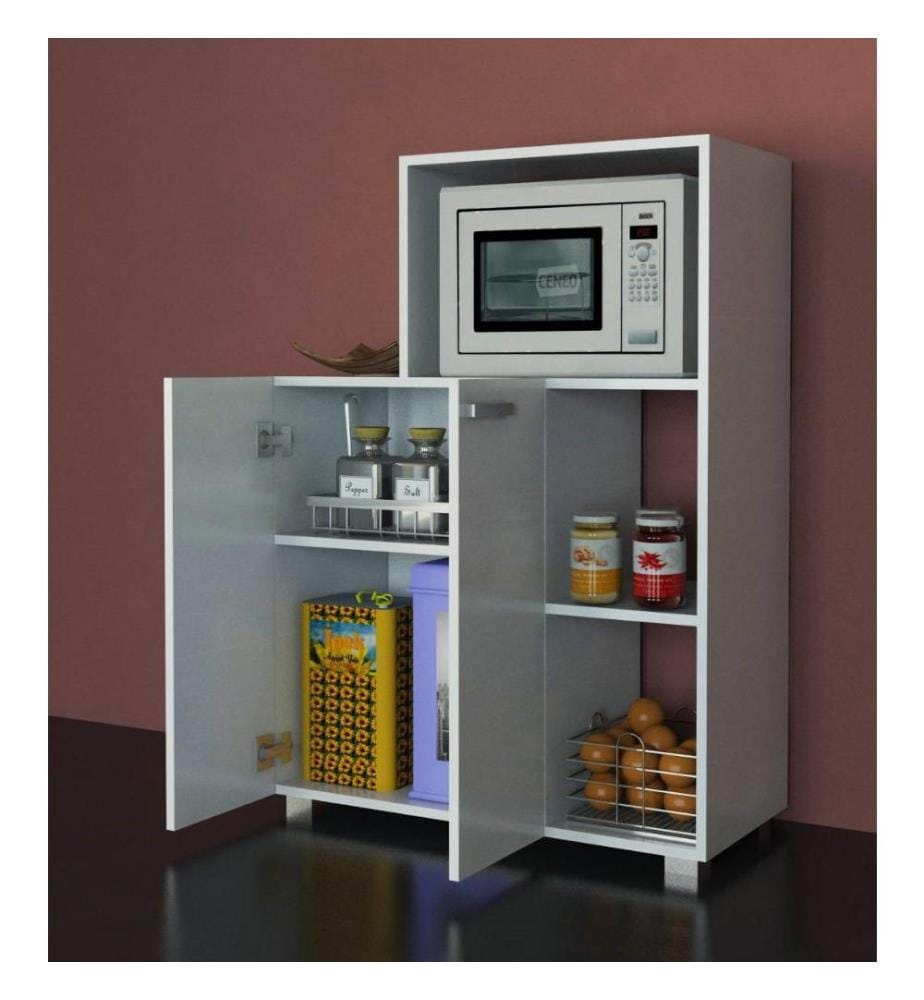 Meuble de cuisine, blanc, panneau de particules mélaminé
