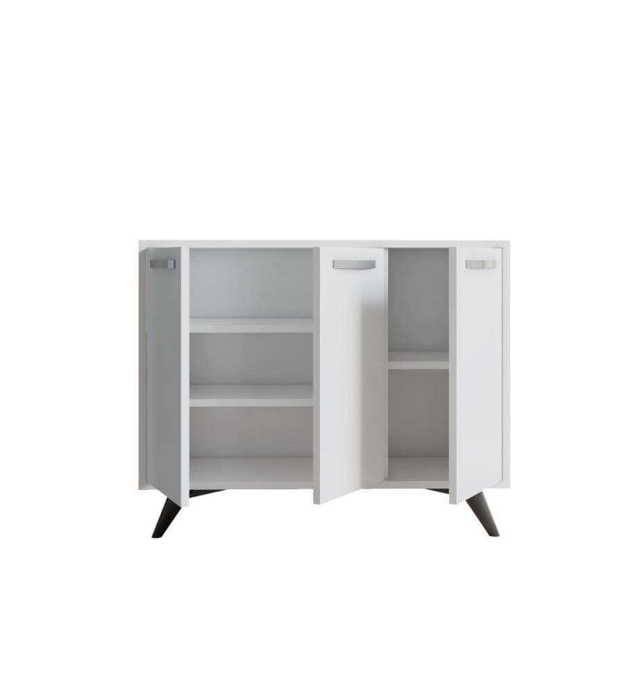 Armoire multifonctions, blanc, panneau de particules mélaminé