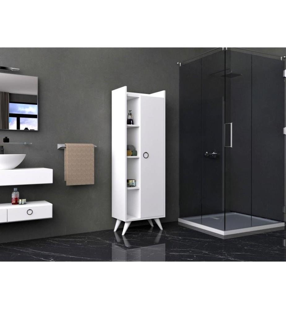 Armoire de toilette, blanc, panneau de particules mélaminé