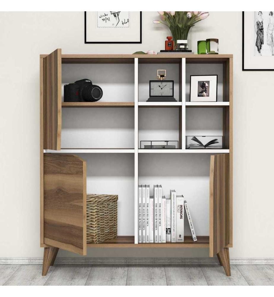 Mehrzweckschrank, Nussbaum weiss, melaminbeschichtete Spanplatte