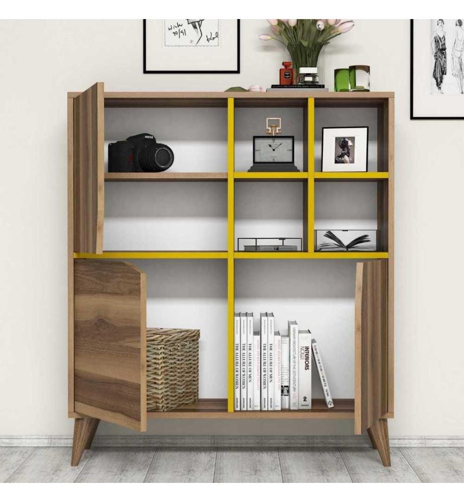 Mehrzweckschrank, nussbaumgelb, melaminbeschichtete Spanplatte