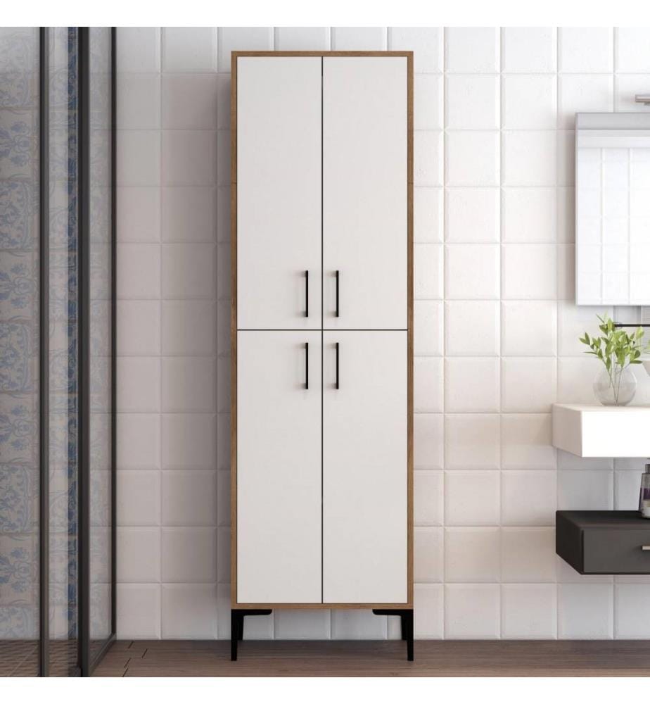Armoire polyvalente, noyer blanc, panneau de particules mélaminé