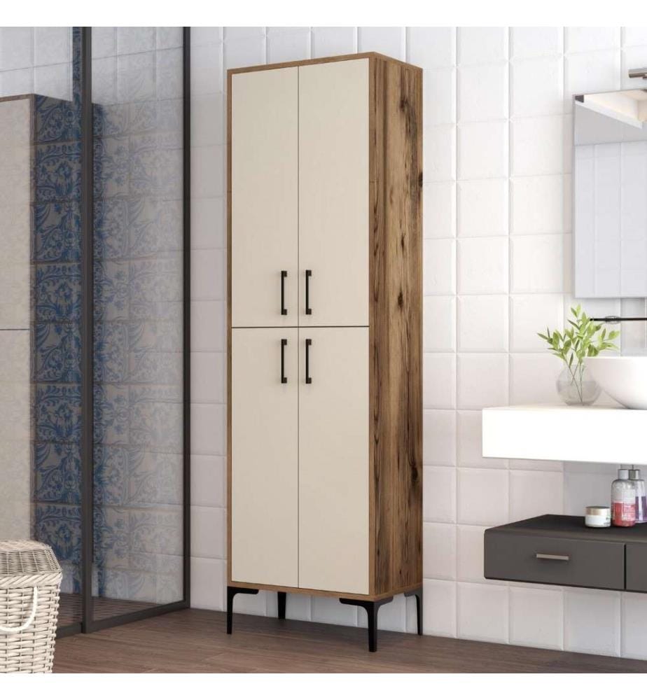Armoire multifonctions, noyer crème, panneau de particules mélaminé