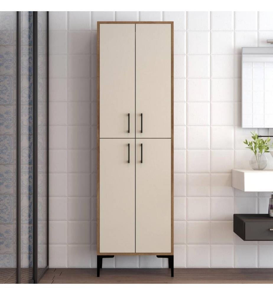 Armoire multifonctions, noyer crème, panneau de particules mélaminé