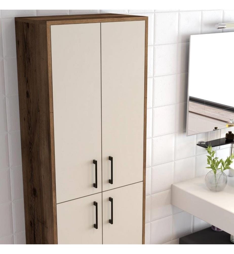 Armoire multifonctions, noyer crème, panneau de particules mélaminé