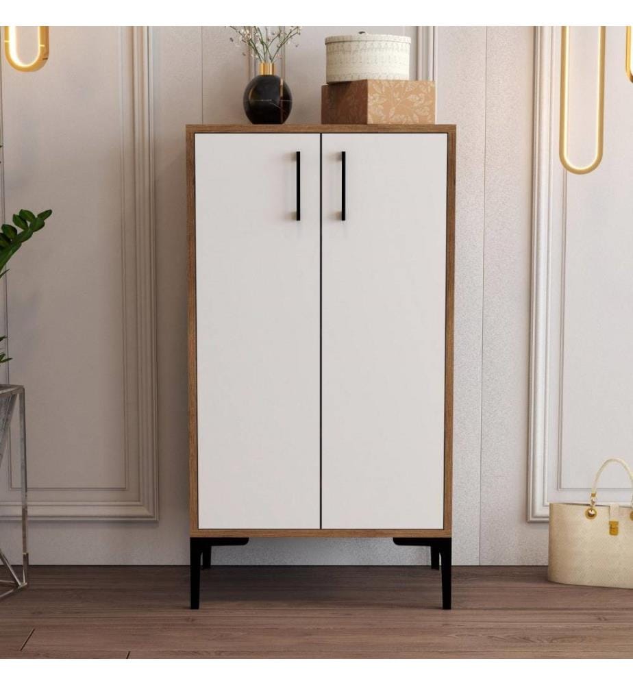 Meuble à chaussures, noyer blanc, panneau de particules mélaminé