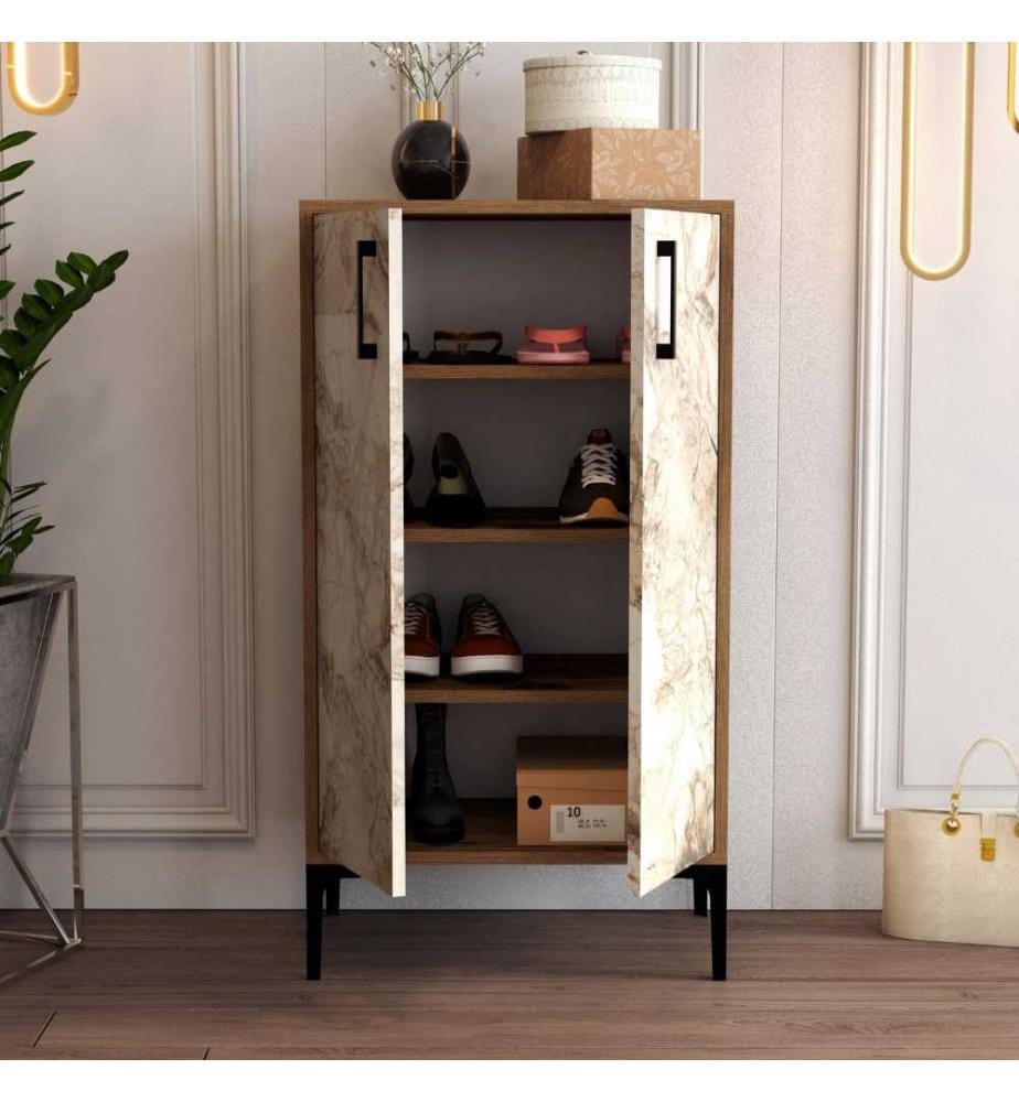 Meuble à chaussures, noyer blanc, panneau de particules mélaminé
