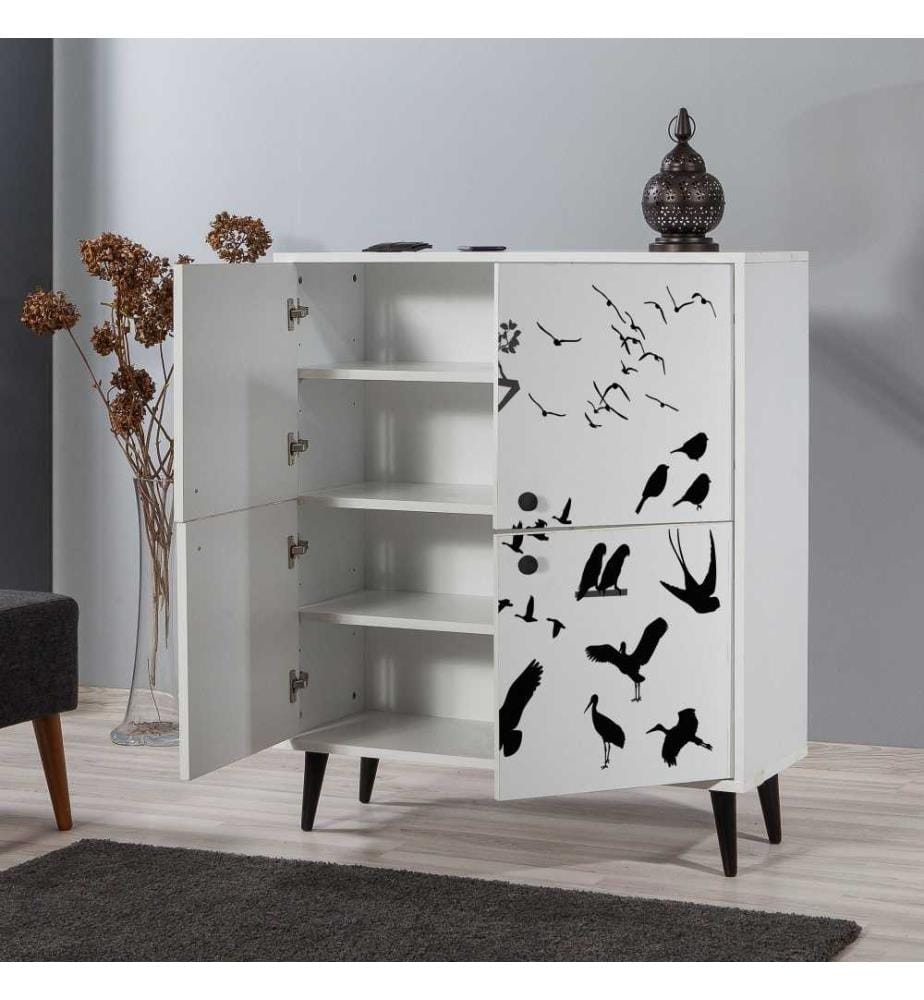 Mehrzweckschrank, Weiss Schwarz, Melaminbeschichtete Spanplatte