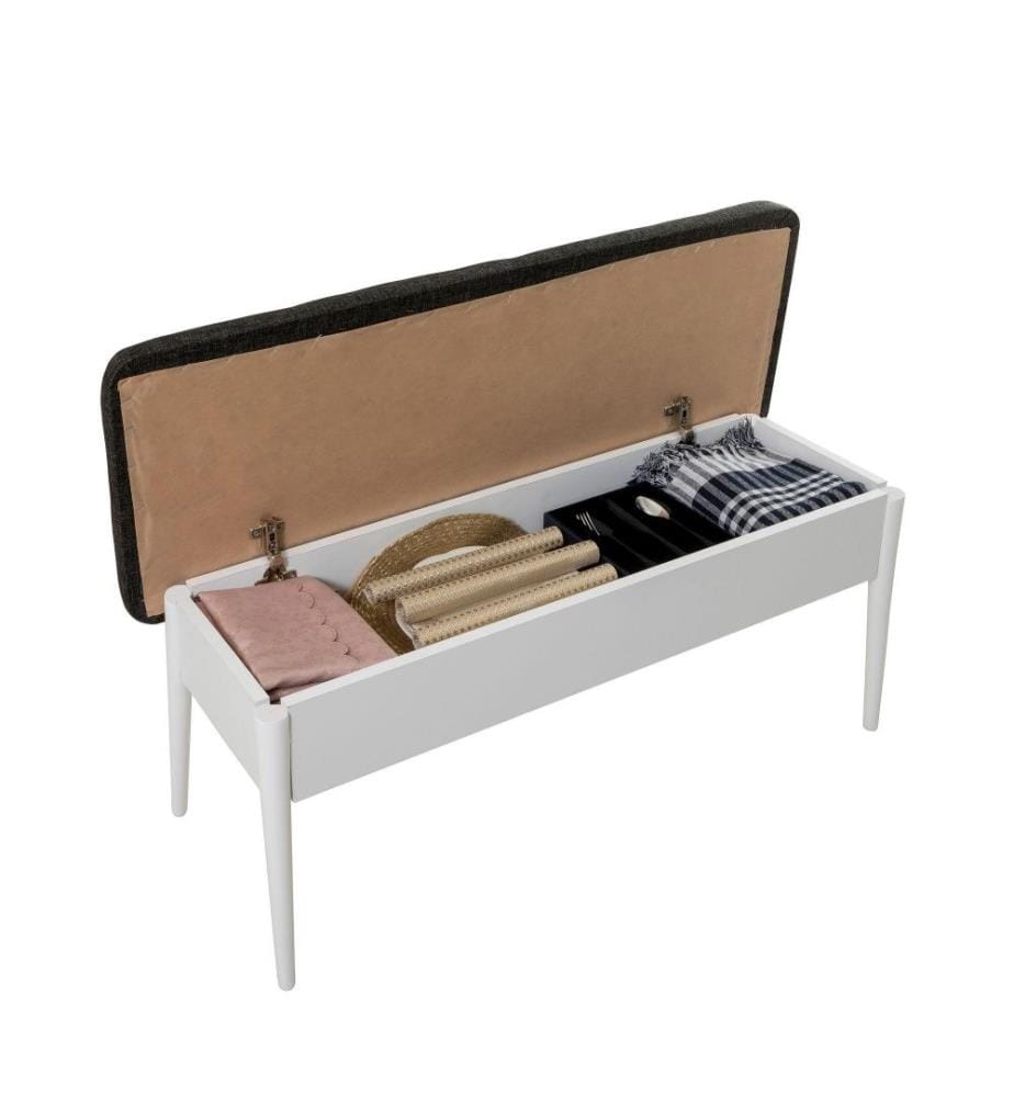 Banc, blanc anthracite, panneau de particules mélaminé, tissu velours