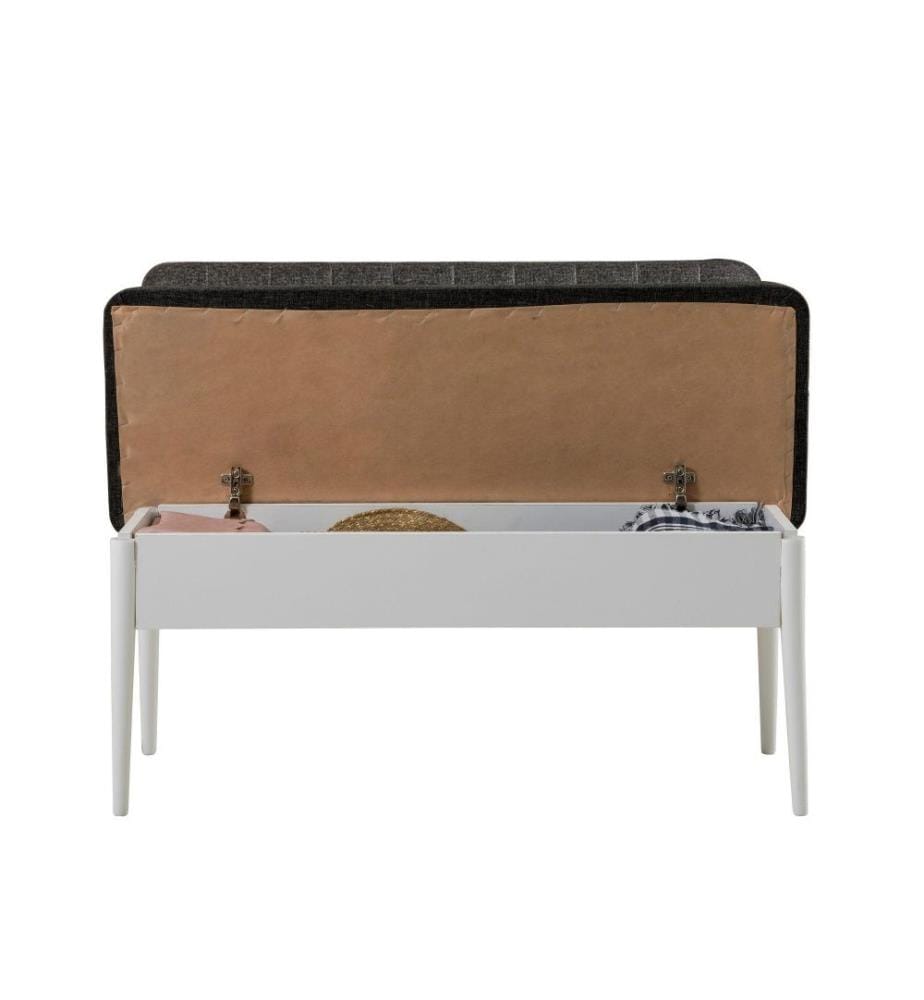 Banc, blanc anthracite, panneau de particules mélaminé, tissu velours