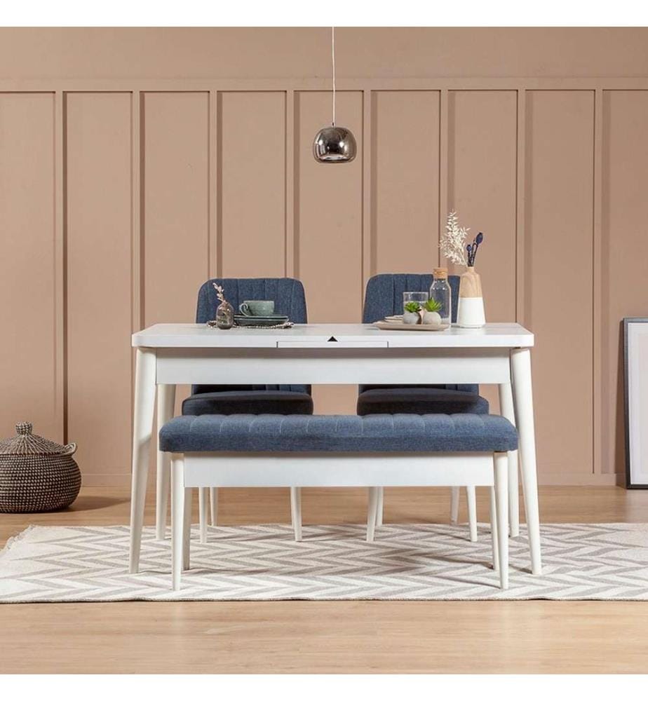 Banc, blanc bleu foncé, panneau de particules mélaminé, tissu velours