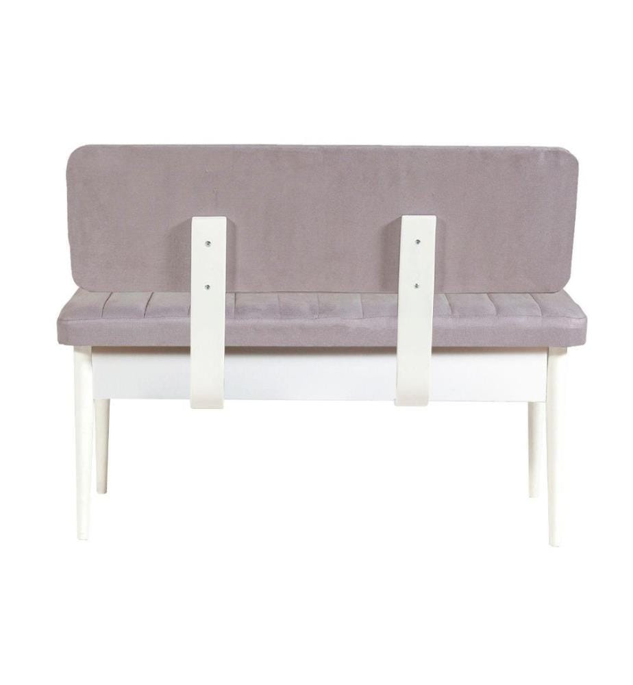 Banc, White Soho, panneau de particules mélaminé, tissu velours