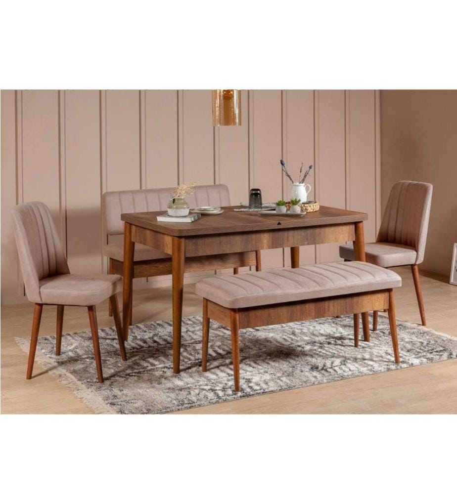 Banc, pierre de noyer, panneau de particules mélaminé, tissu velours