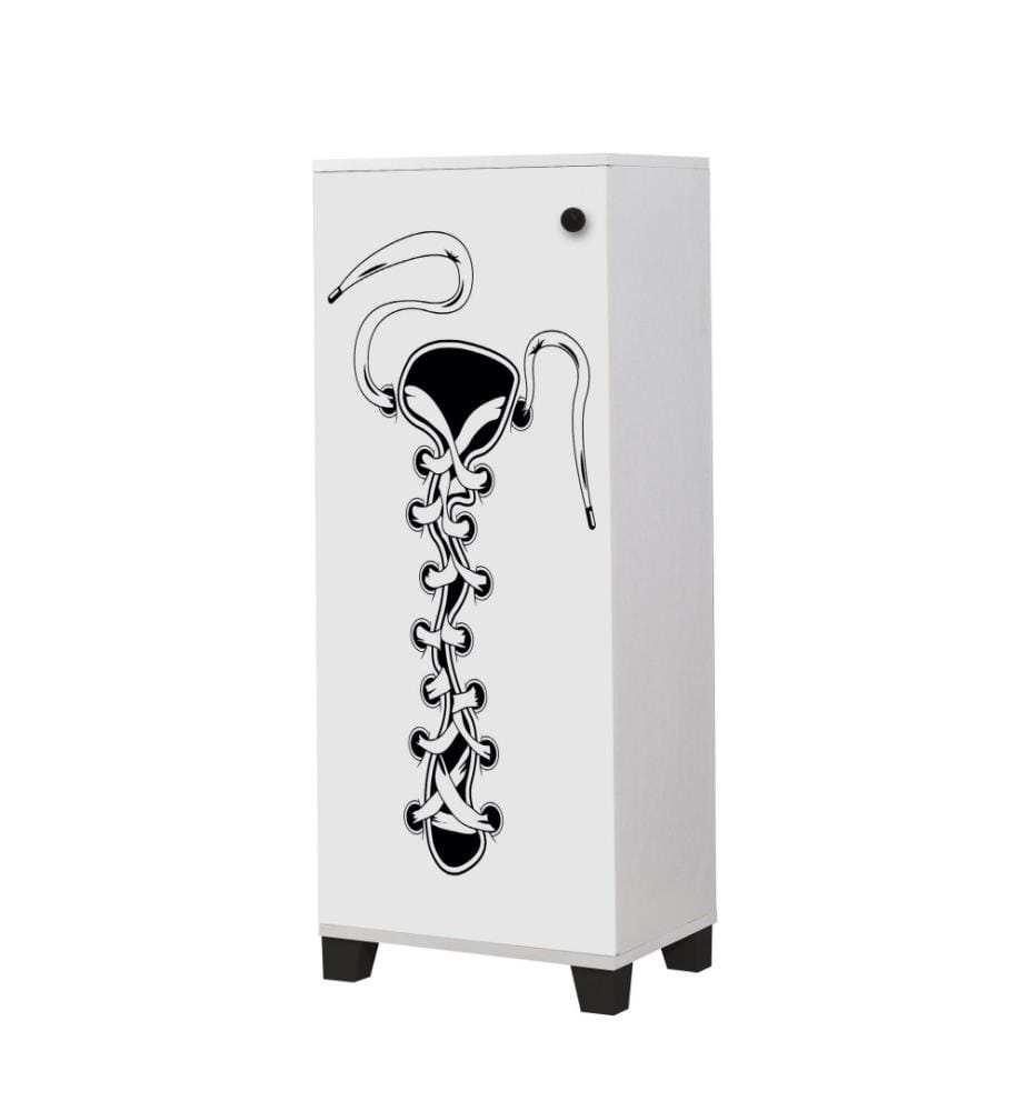 Schuhschrank, Weiss Schwarz, Melaminbeschichtete Spanplatte