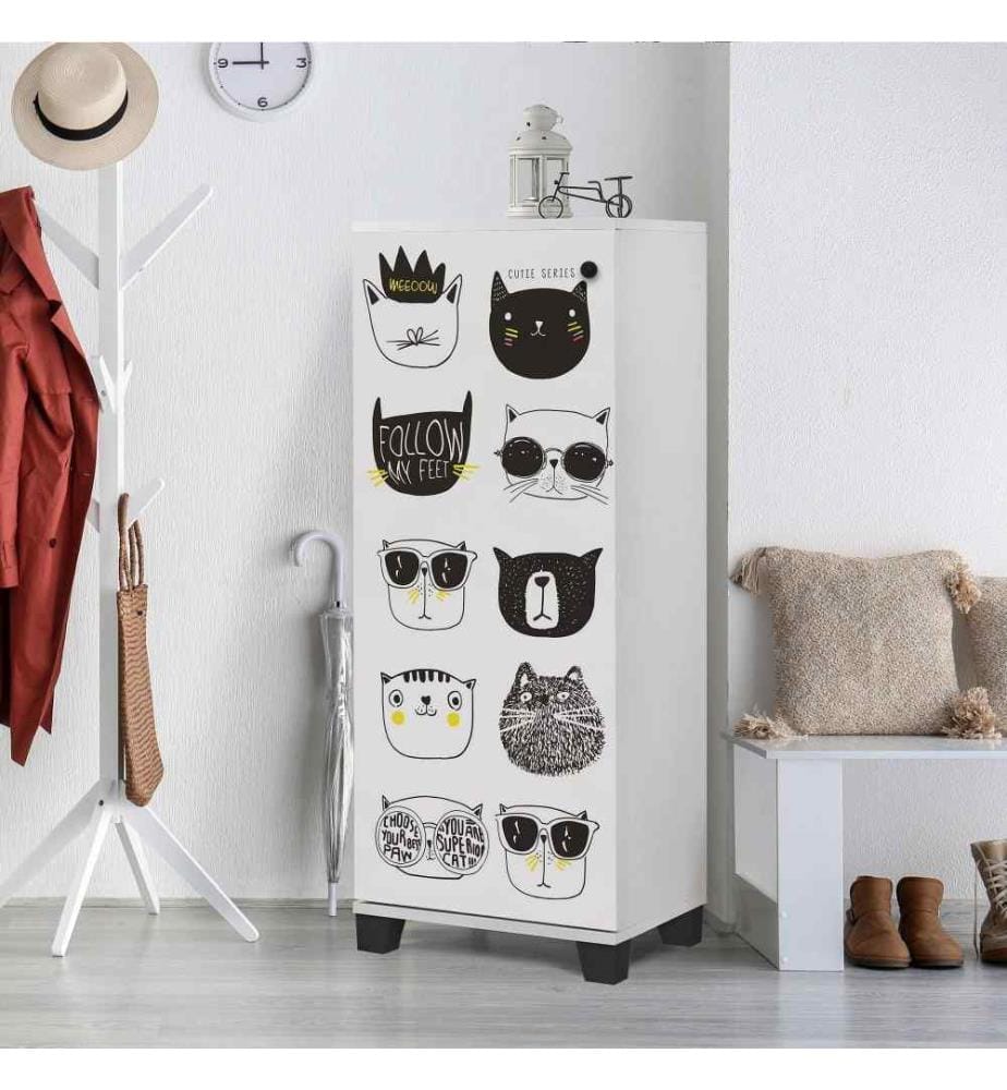 Schuhschrank, Weiss Schwarz, Melaminbeschichtete Spanplatte