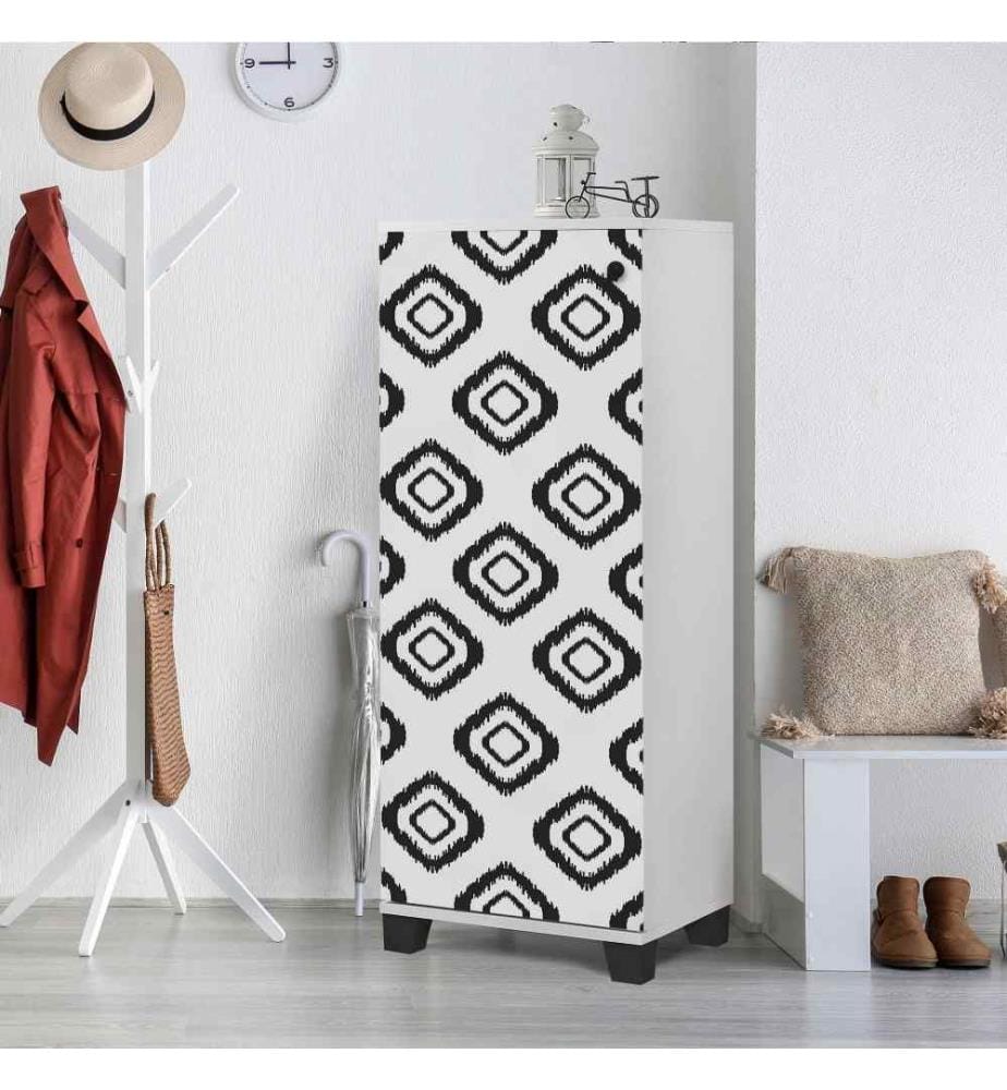 Schuhschrank, Weiss Schwarz, Melaminbeschichtete Spanplatte
