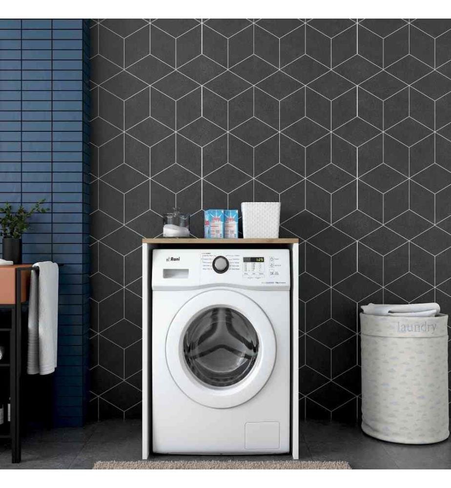 Armoire pour lave-linge, noyer blanc, panneau de particules mélaminé