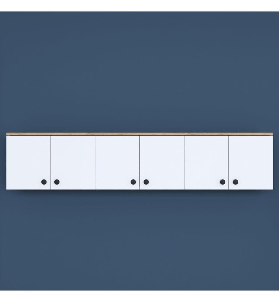 Armoire polyvalente, noyer blanc, panneau de particules mélaminé